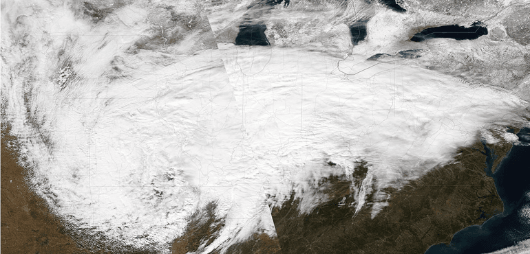 Image: Aqua MODIS satellite imagery of an Alberta Clipper on January 25, 2015 (NASA)