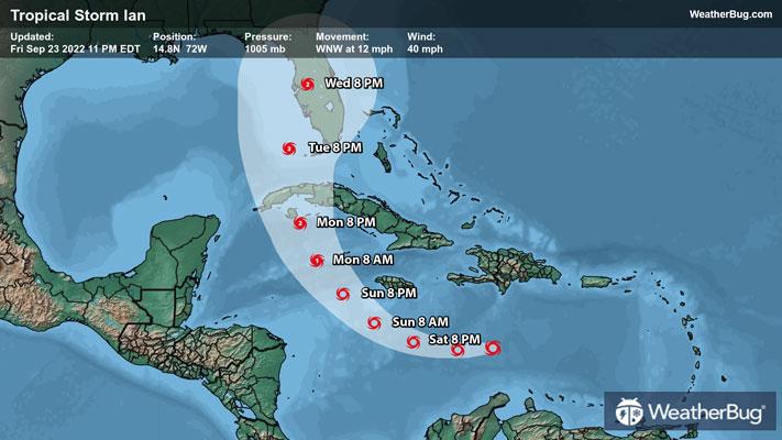 Tropical Depression Nine's Forecast Track