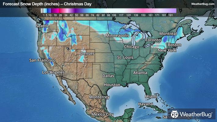 Forecast Snow Depth on Christmas Day