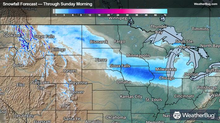 Snowfall Forecast Through Tonight