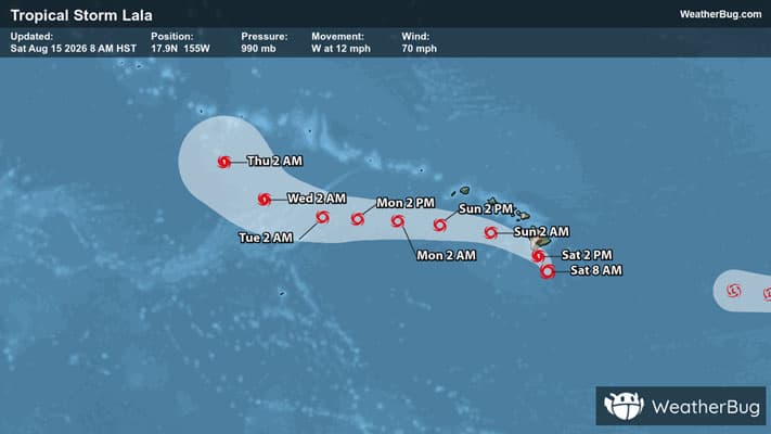 Tropical Storm Lala's Track Toward Hawaii