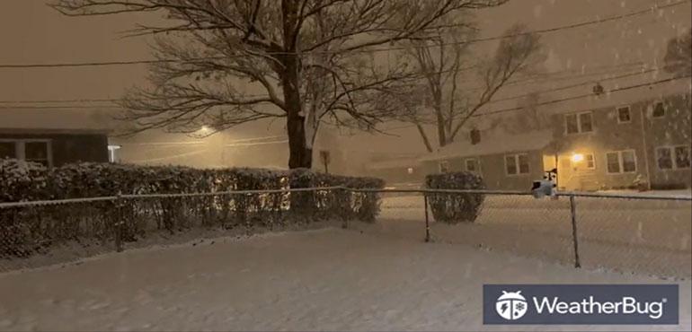 Footage captured by Twitter user @NISWweather shows heavy snow in the region.
