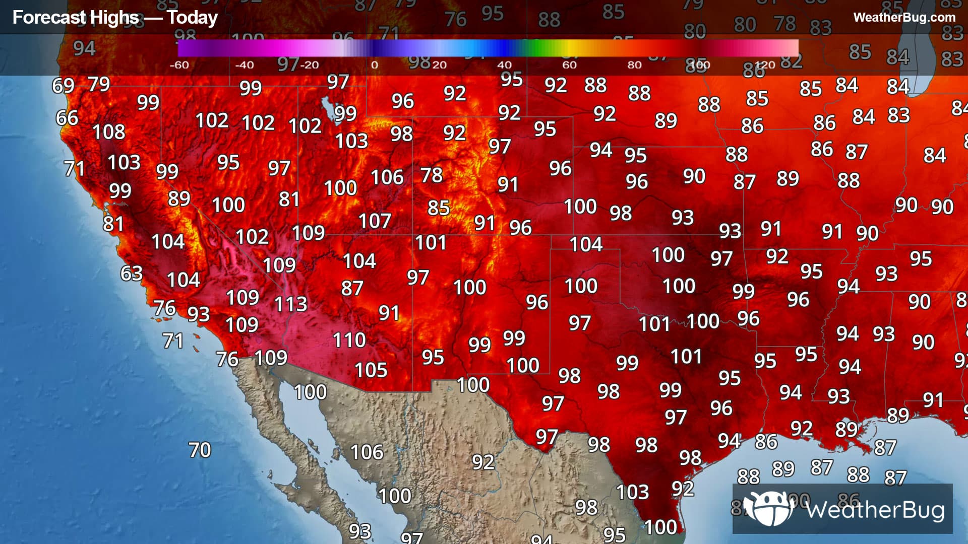 Today's High Temperatures