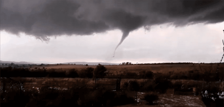 Screen capture of funnel cloud over Magaliesburg, South Africa.