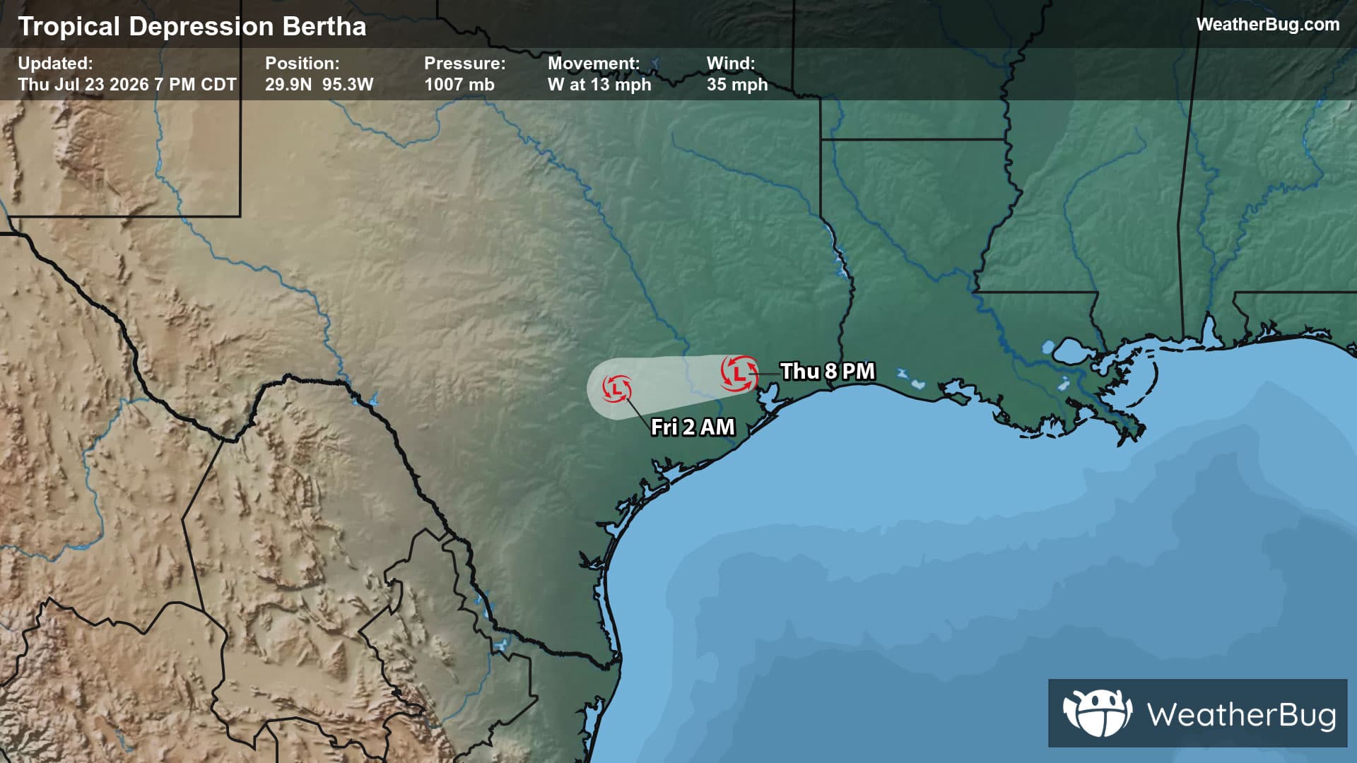 Tropical Depression Bertha's Forecast Track