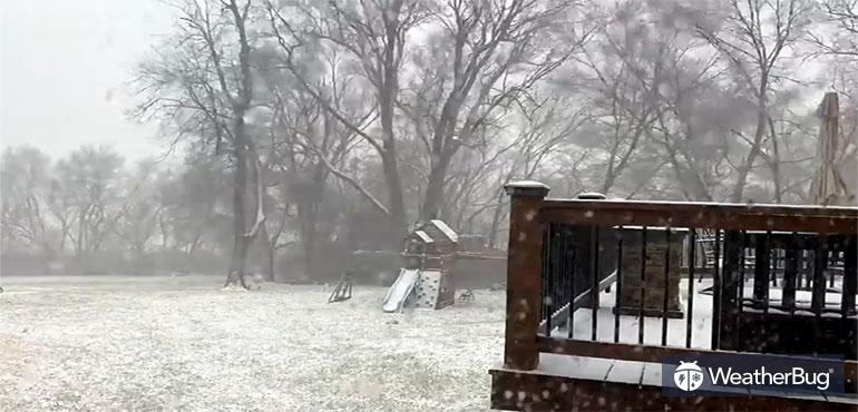 Snow storm throws snow across the Plains.
