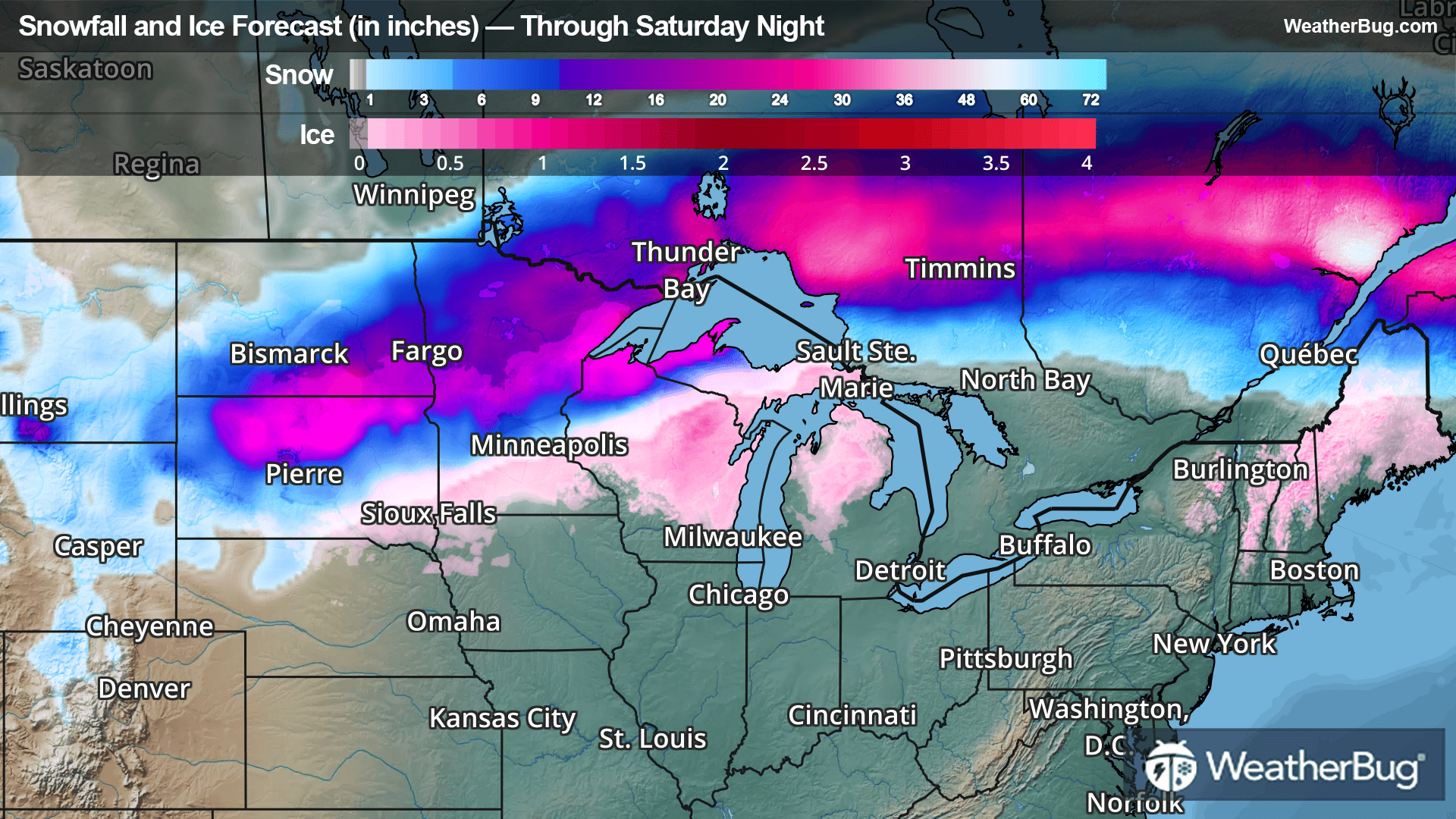 Snowfall Forecast Through Saturday Night