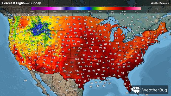Sunday's High Temperatures