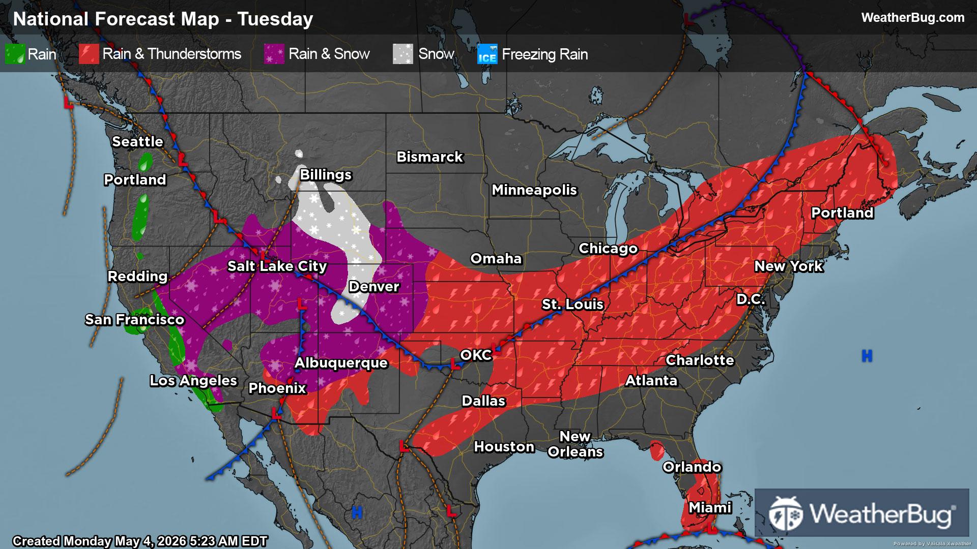 Tuesday's Weather Outlook