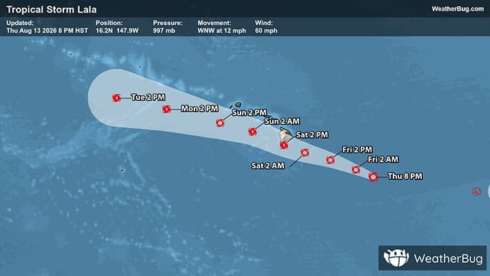 Tropical Storm Lala's Track Toward Hawaii