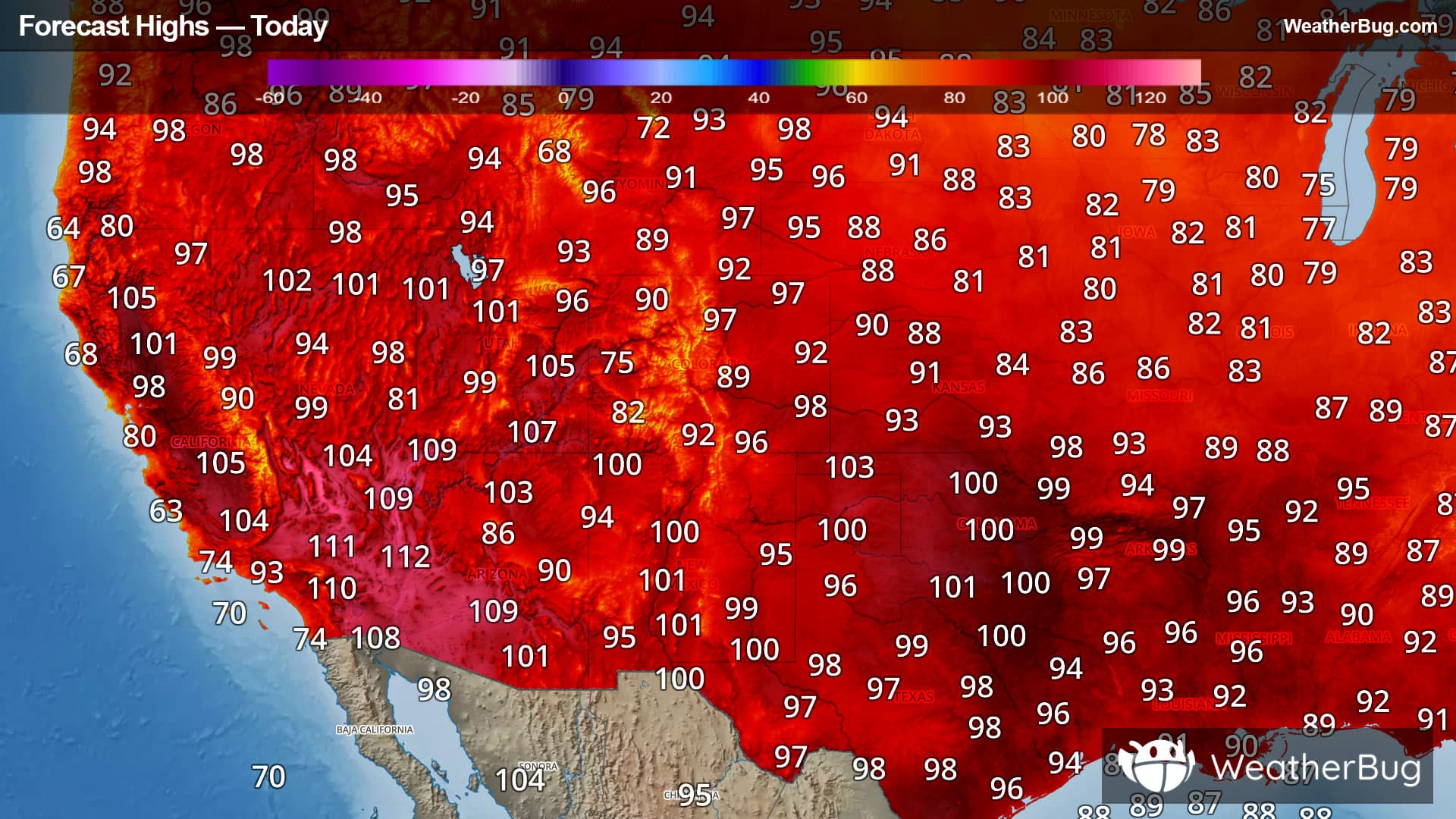 Today's High Temperatures