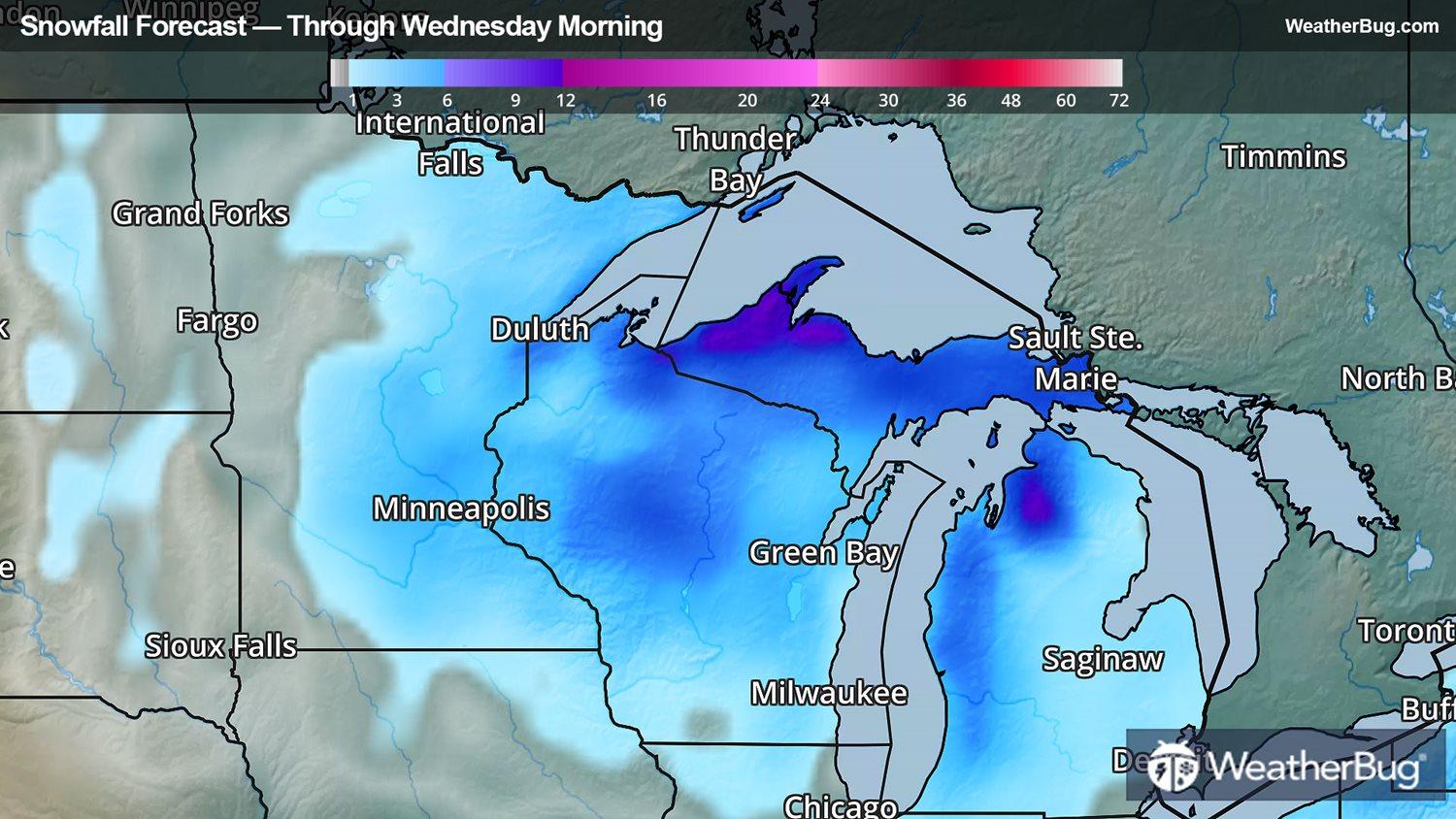Snowfall Forecast Through Wednesday Morning