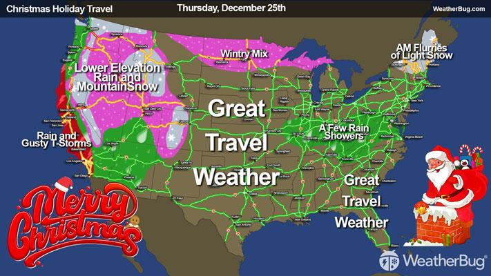 Travel Outlook for Thursday, December 25th