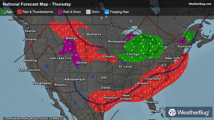 Thursday's Weather Outlook