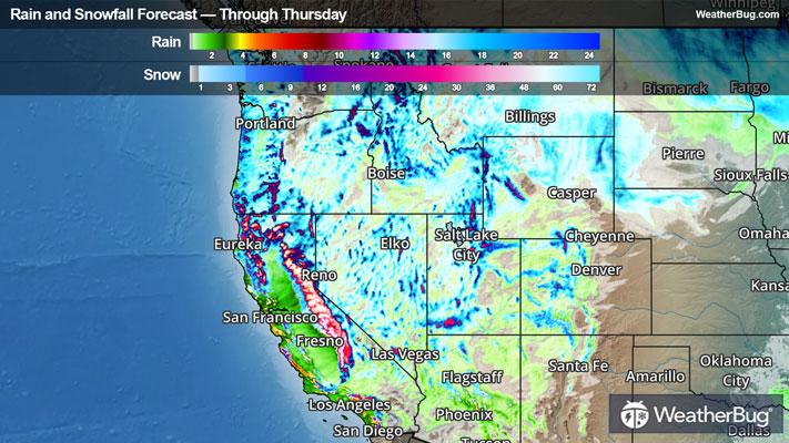 Rain and Snow Forecast through Thursday