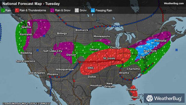 Tuesday's Weather Outlook
