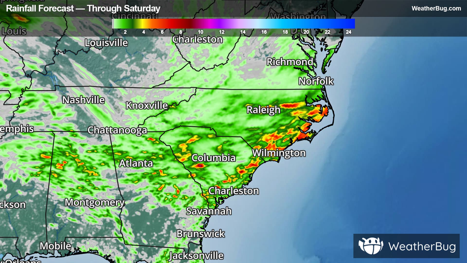 Rainfall Forecast Through Saturday