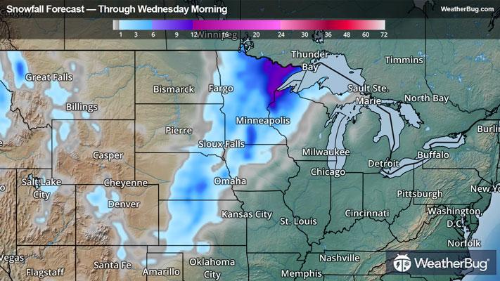 Snowfall Forecast Through Wednesday Morning