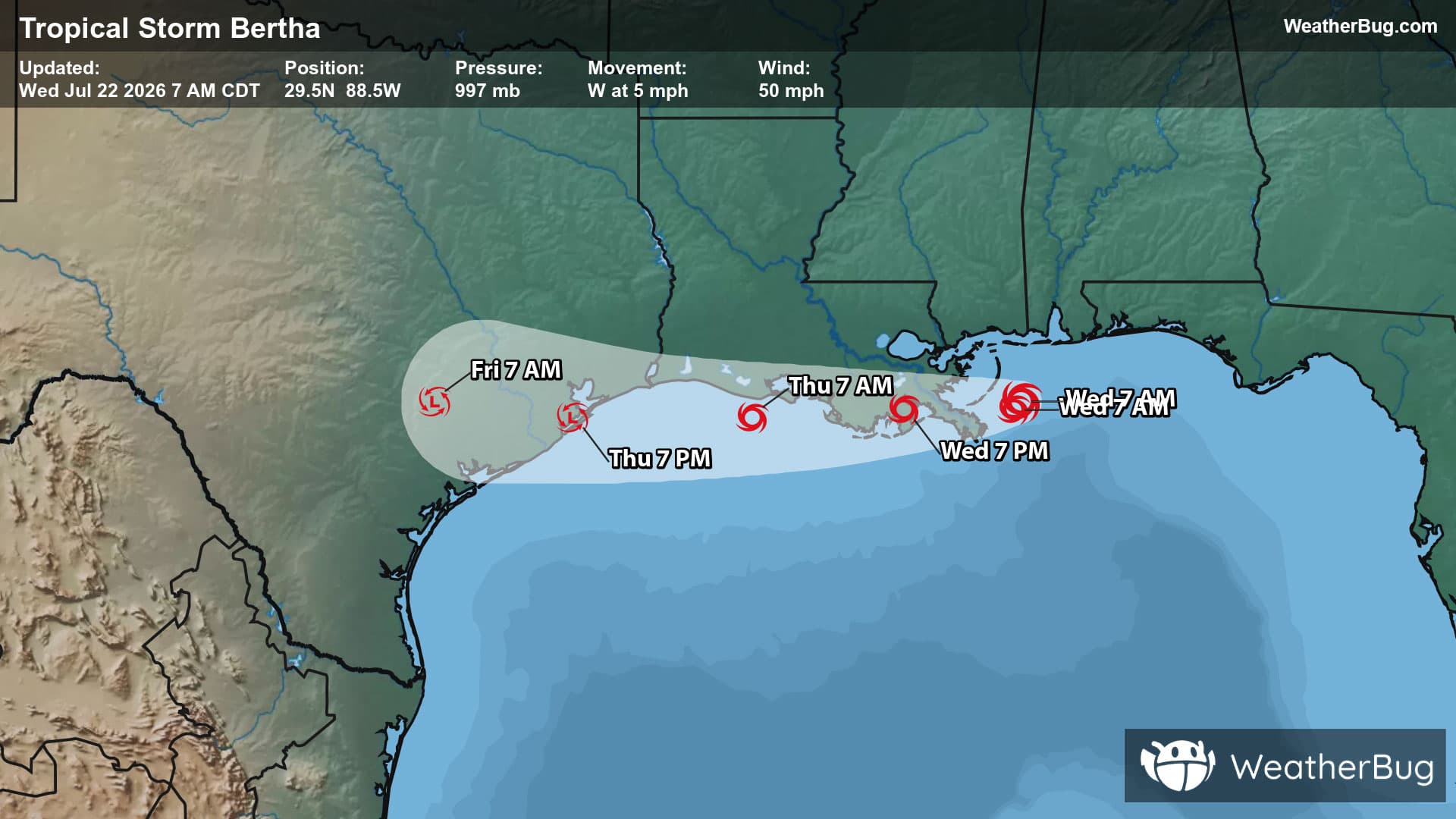 Tropical Storm Bertha's Forecast Track