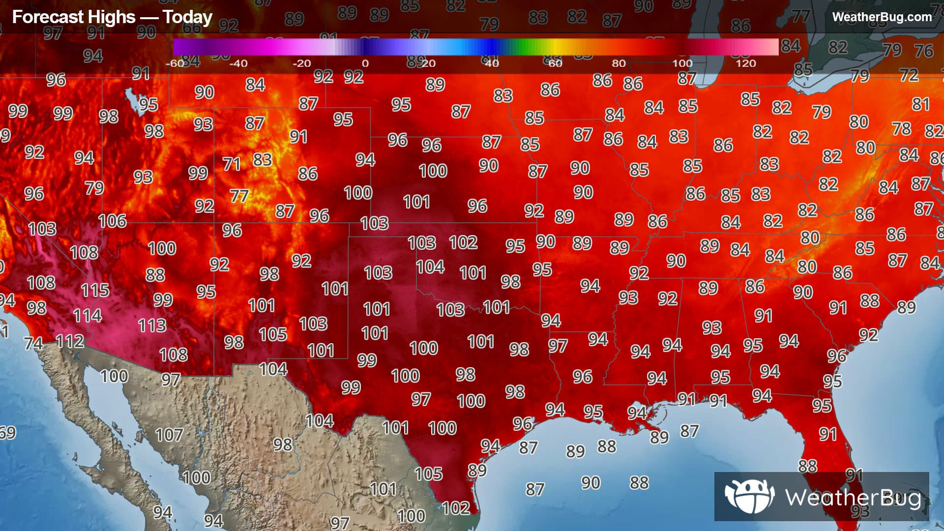 Today's High Temperatures