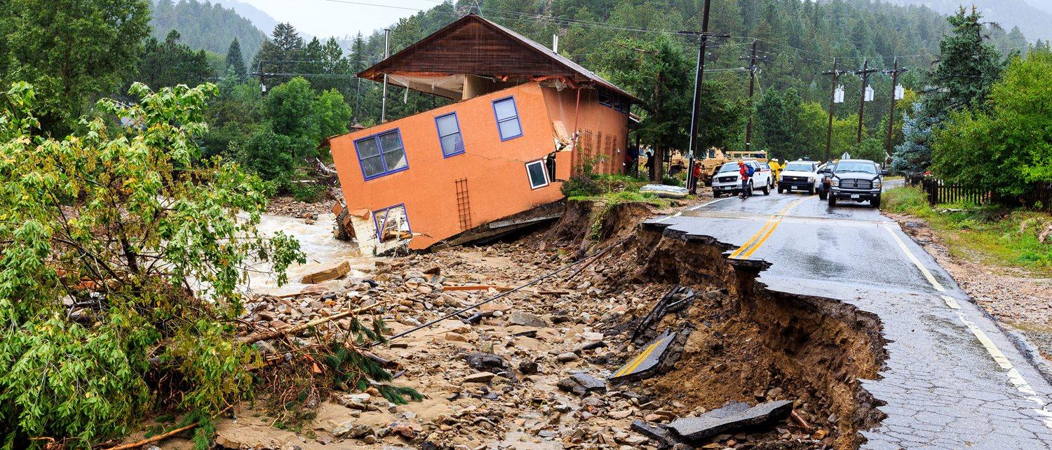 Jamestown, Colo., Sep. 15, 2013 -- The small mountain town of 300 has been cut off because of Boulder County flood. (Steve Zumwalt/FEMA)