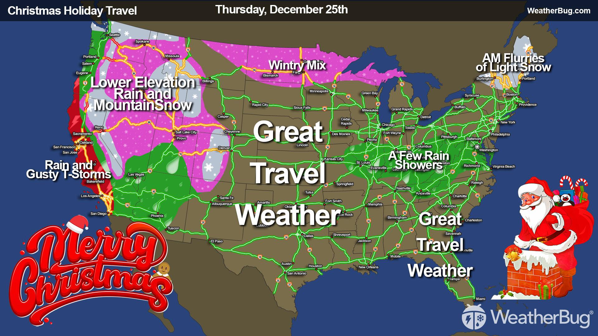 Travel Outlook for Thursday, December 25th