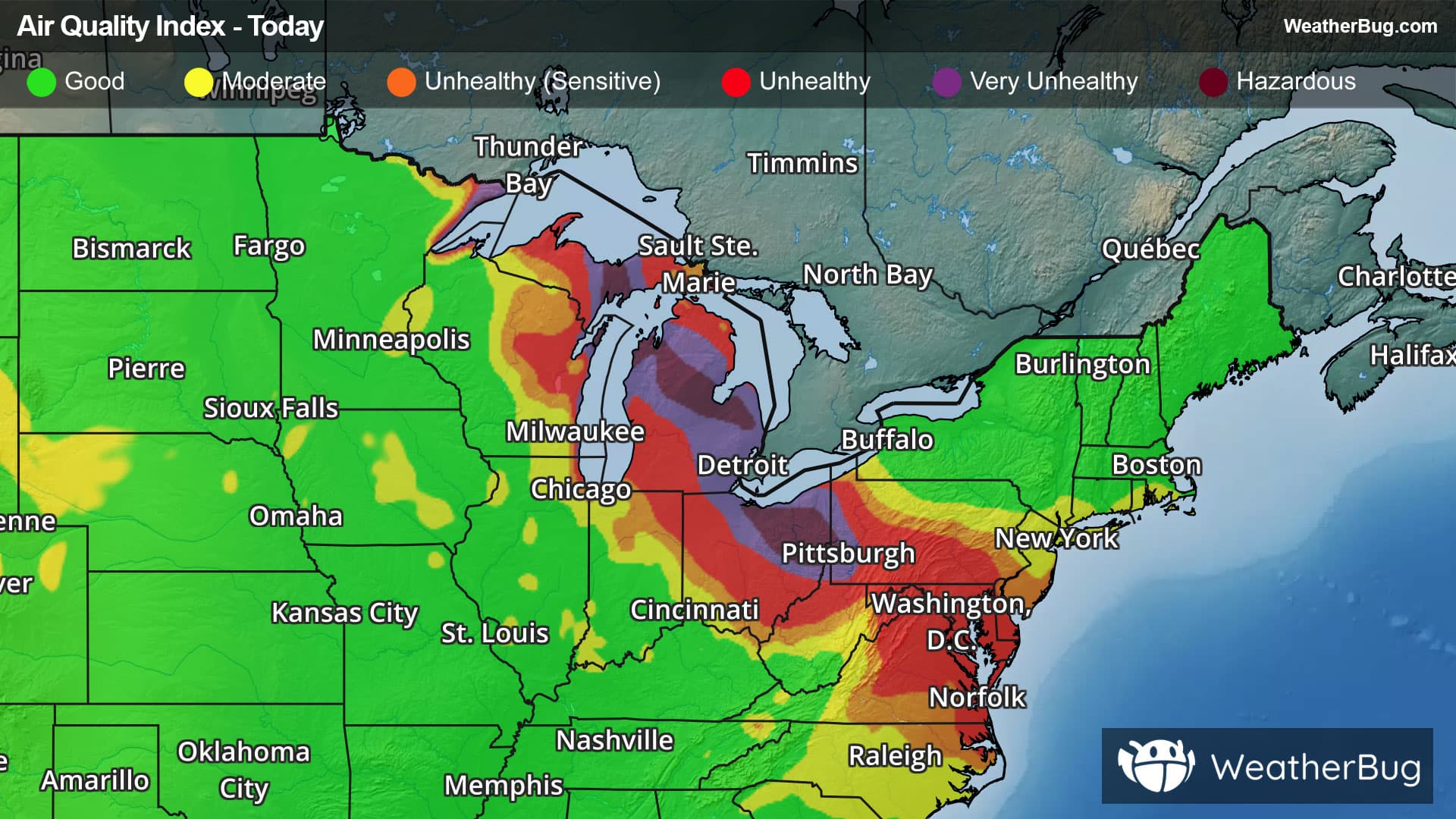 Today's Air Quality Levels