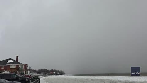Snow Squall Arrives Rapidly on Lake Erie