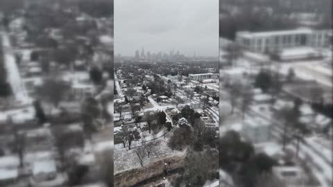 Drone Video Shows Charlotte Covered in Snow