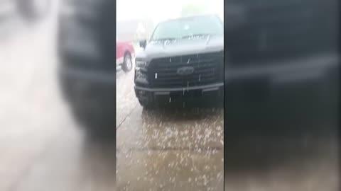 Hail Pummels Indiana Mans Home and Trucks