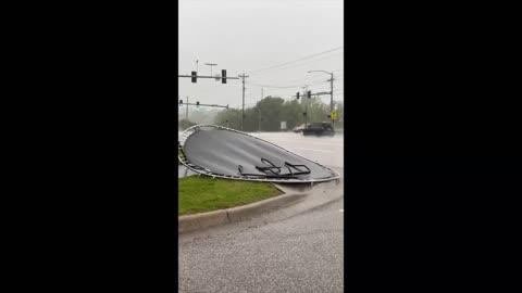 Gusty Winds Carry Runaway Trampoline