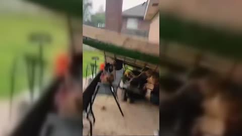 Oklahoma Storm Sends Patio Wall Flying