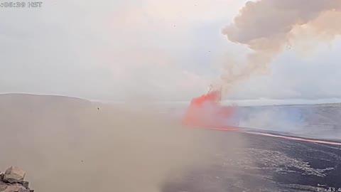 Whirlwind Smashes Into Camera During Eruption