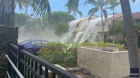 Massive Wave Crashes Over Rooftop in Hawaii