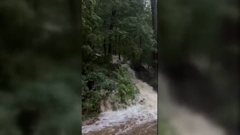 Floodwater Pours Onto Highway as Rain Hits Hudson Valley