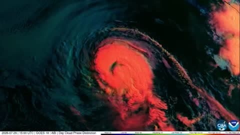 ExHurricane Genevieve Swirls Over Pacific Ocean