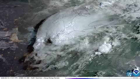 Satellite Imagery Shows Intense Thunderstorms Rolling Through Ohio Valley