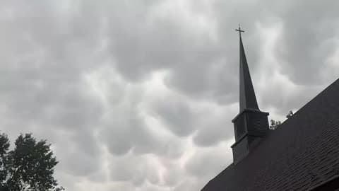 Lightning Streaks Across Sky as Mammatus Clouds Hover Over DC Metro Area