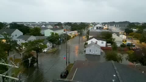 Aerial Footage Captures Coastal Flooding in Norfolk