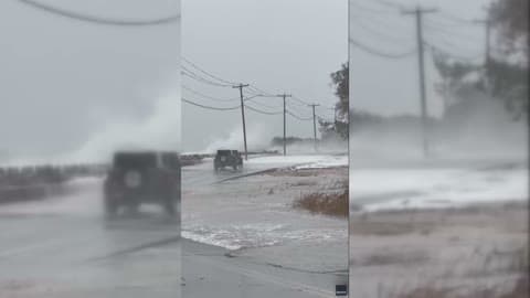 Unfazed Motorist Drives Into Path of Noreaster Waves