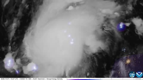 Lightning Flashes Seen Within Newly Formed Tropical Storm Isaias