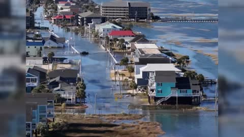 Drone Footage Shows King Tide Flooding South Carolina Beach Town