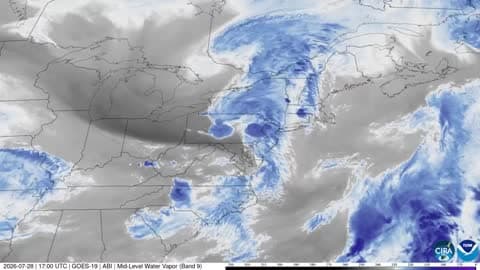 Satellite Imagery Captures Heavy Rain Sweeping Across Northeast
